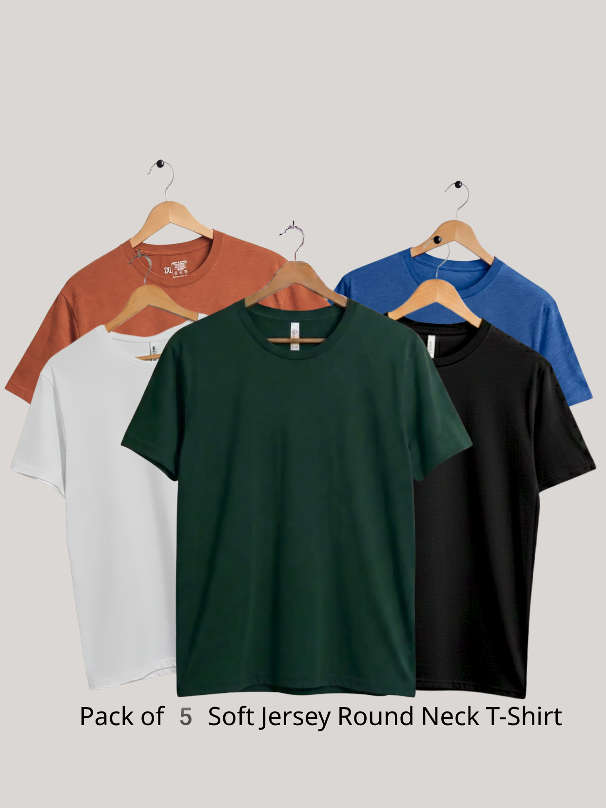 Pack of 5 Soft Jersey Round Neck T-Shirt | Summer Collection