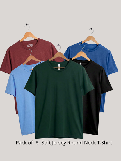 Pack of 5 Soft Jersey Round Neck T-Shirt | Summer Collection