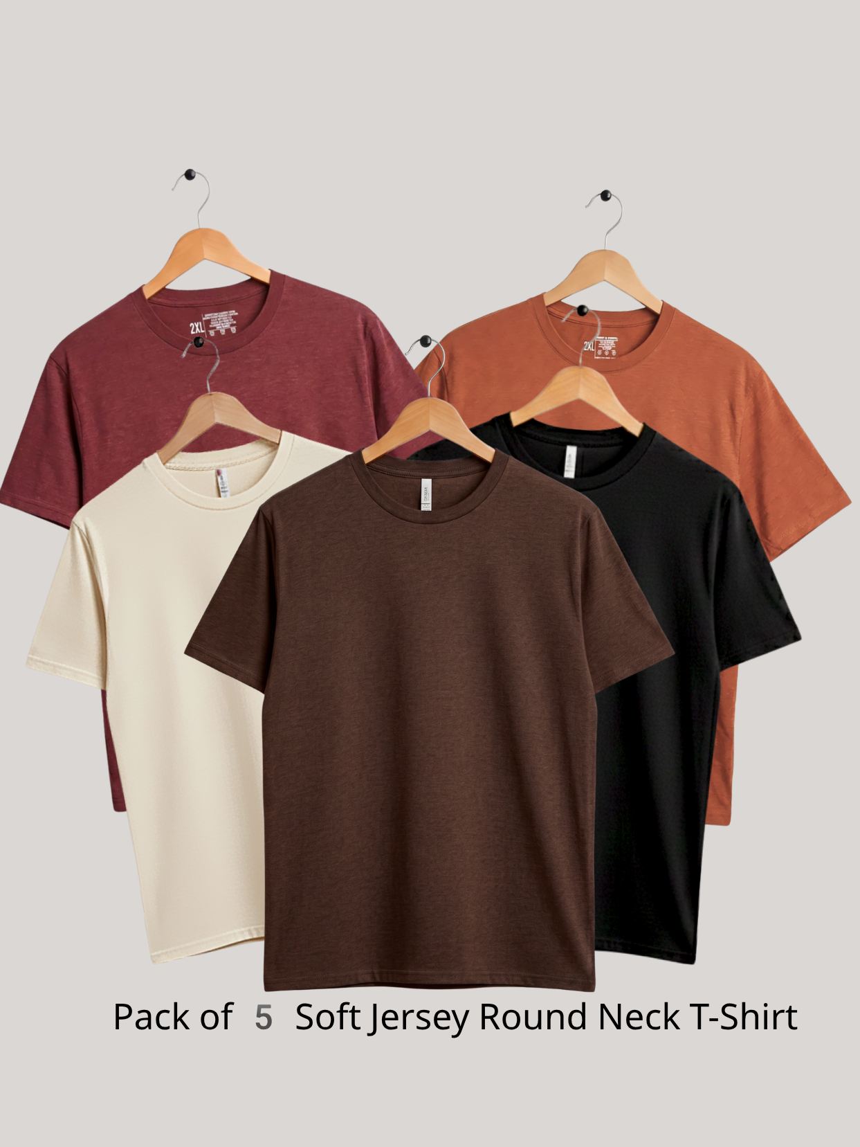 Pack of 5 Soft Jersey Round Neck T-Shirt | Summer Collection
