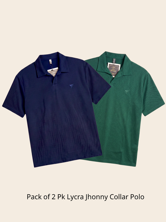 Pack of 2 Pk Lycra johnny Collar Polo|No Colors Slection