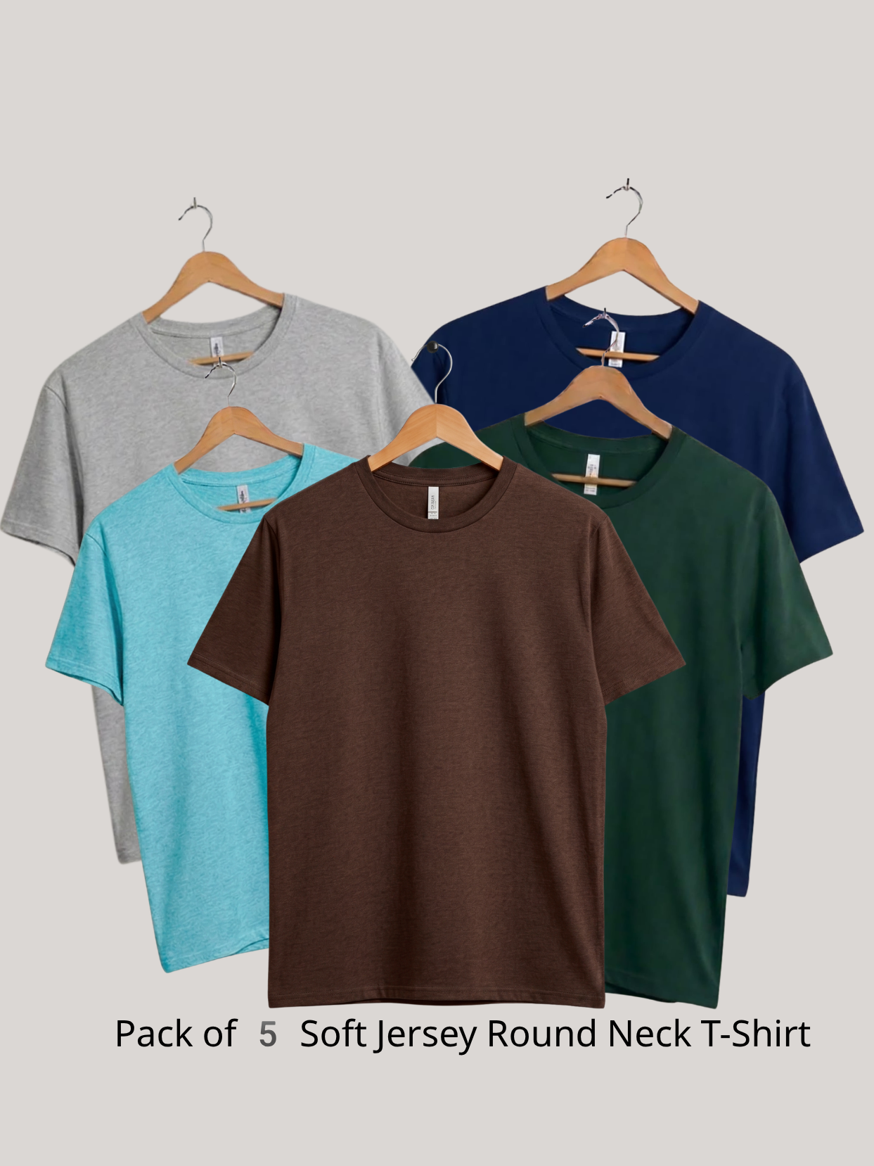 Pack of 5 Soft Jersey Round Neck T-Shirt | Summer Collection
