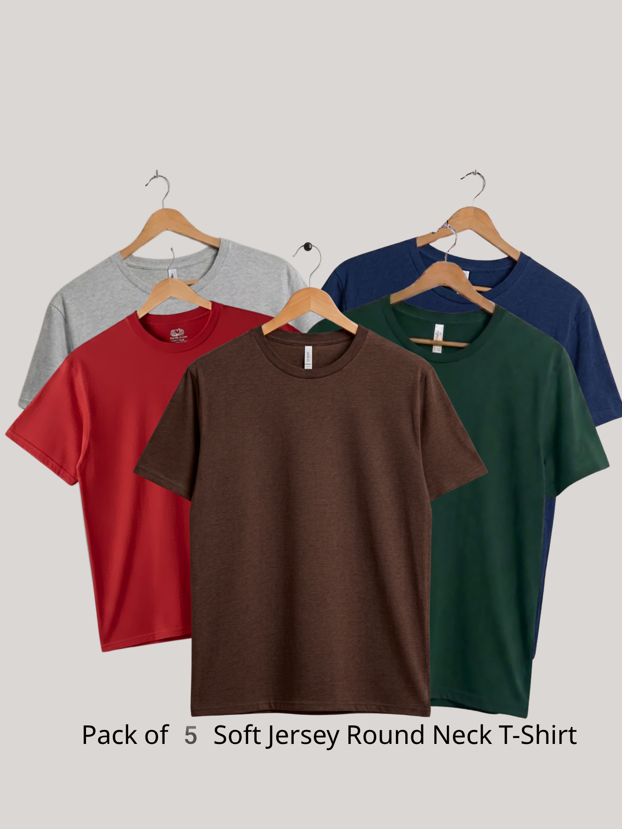 Pack of 5 Soft Jersey Round Neck T-Shirt | Summer Collection