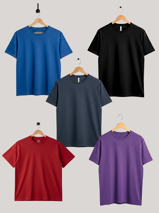 Pack of 5 Soft Jersey Round Neck T-Shirt | Summer Collection