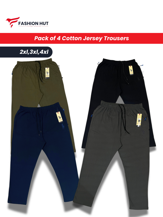 Pack of 4 Soft Cotton Jersey Trousers