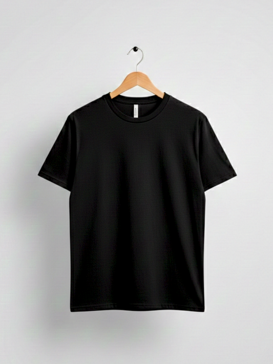 Jet Black Soft Jersey Round Neck T-shirt