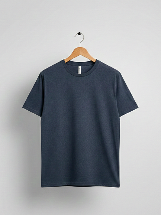 Blue Soft Jersey Round Neck T-shirt
