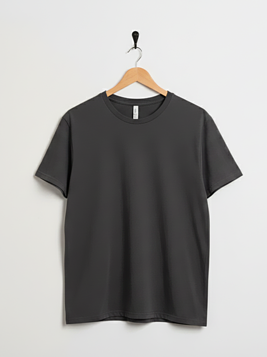 Dark Grey Soft Jersey Round Neck T-shirt | Summer Collection