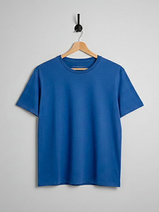 Sapphire Blue Soft Jersey Round Neck T-shirt