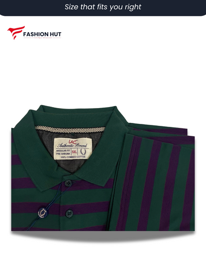 UC  Polo Stripers Green with Purple lines | Summer Fit