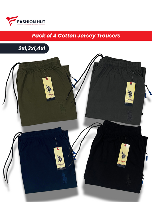 Pack of 4 Soft Cotton Jersey Trousers