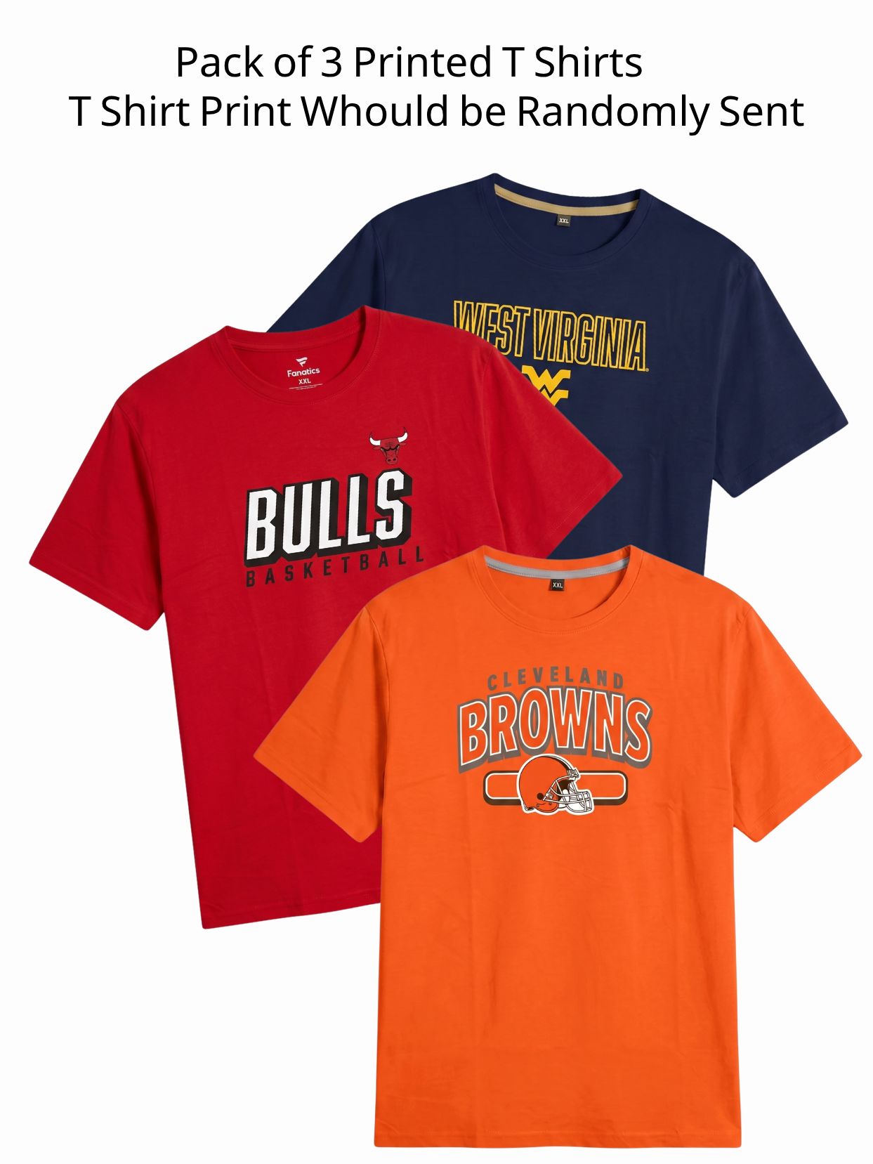 Pack of 3 Printed Round Neck T-Shirt | No Print Selection