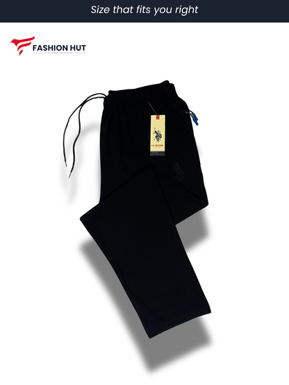 Jet Black Soft Cotton Jersey Trousers Big Sizes
