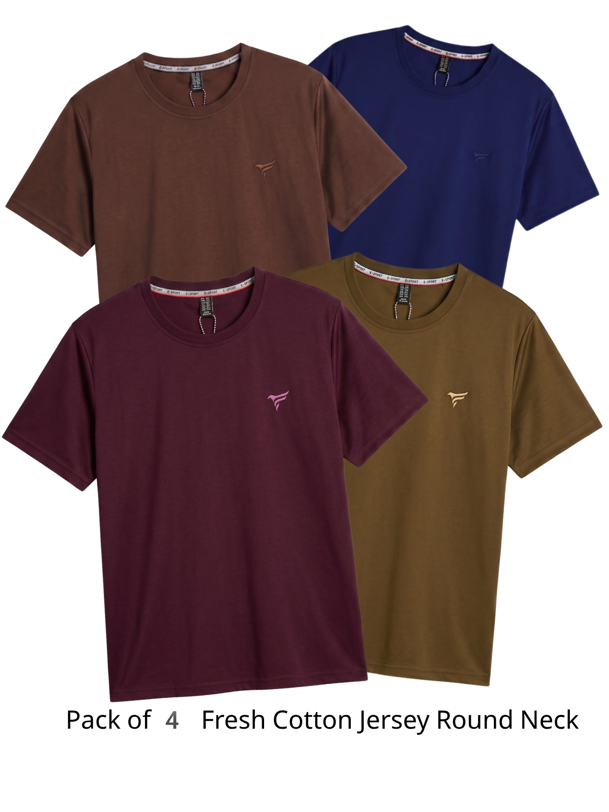 Pack of 4 Fresh Cotton Jersey Round Neck | Summer Edition