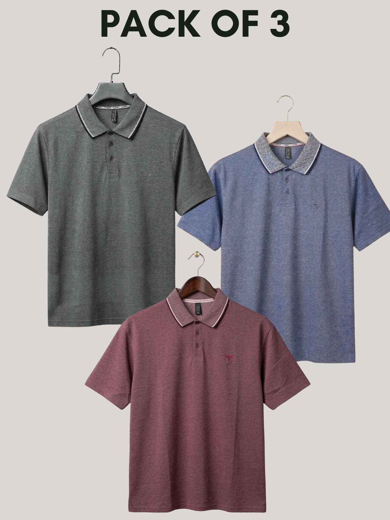 Pack of 3 Bird Eye P.Q Polo Shirt