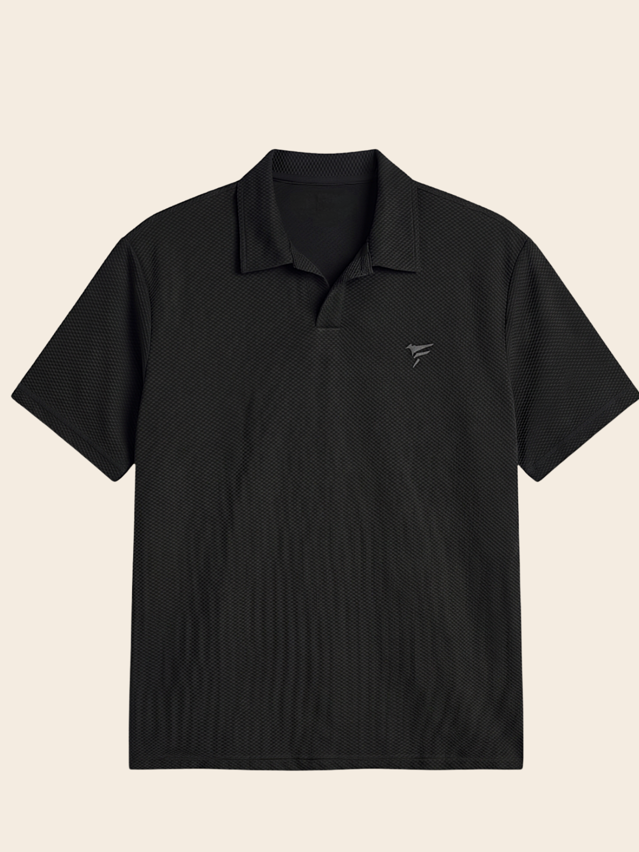 Jet Black Thermal Johnny Colar Polo | Summer Fit