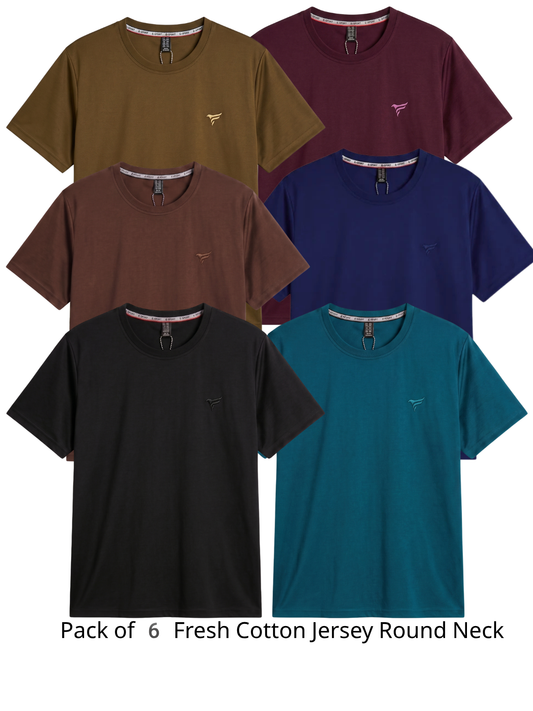 Pack of 6 Fresh Cotton Jersey Round Neck | Summer Edition