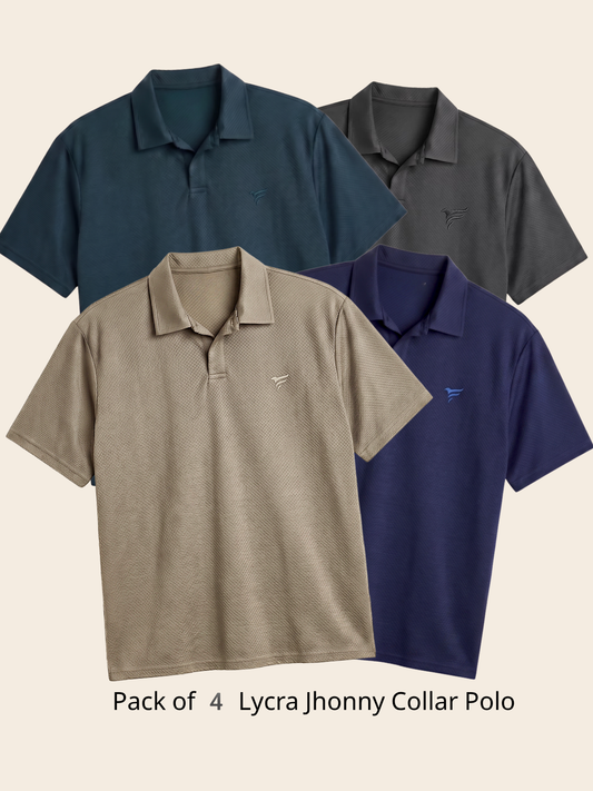 Pack of 4 Lycra Johnny Colar Polo | Summer Fit