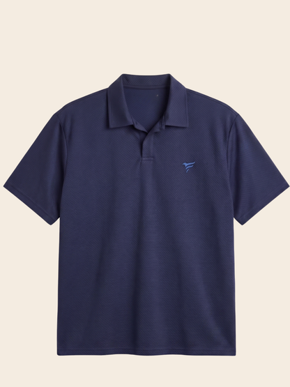 Navy Blue Lycra Johnny Colar Polo | Summer Fit