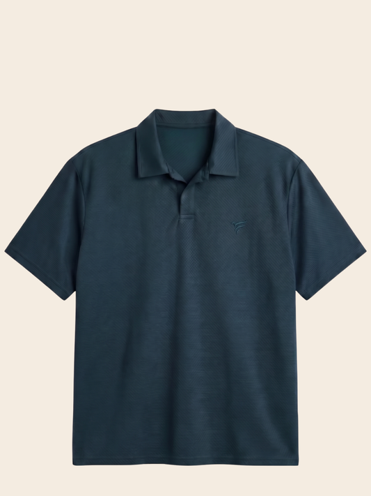 Petrolium Green Lycra Johnny Colar Polo | Summer Fit