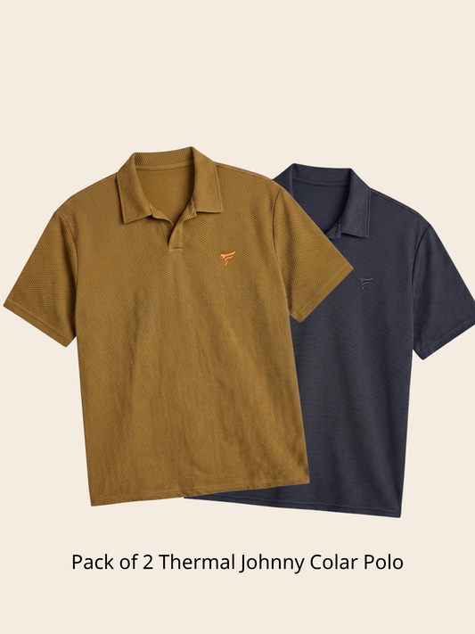 Pack of 2 Thermal johnny Collar Polo| Summer Fit