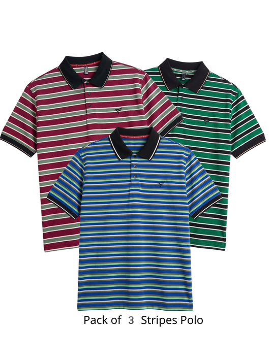 Pack of 3 Stripes Polo | Summer Fit