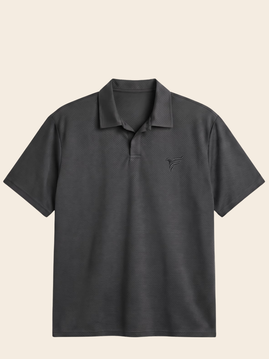 Smoke Grey Lycra Johnny Colar Polo | Summer Fit