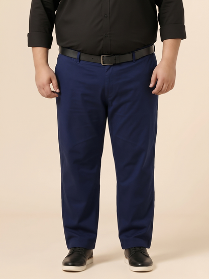Dark Blue Premium Strechable Loose-Fit Cotton Pant
