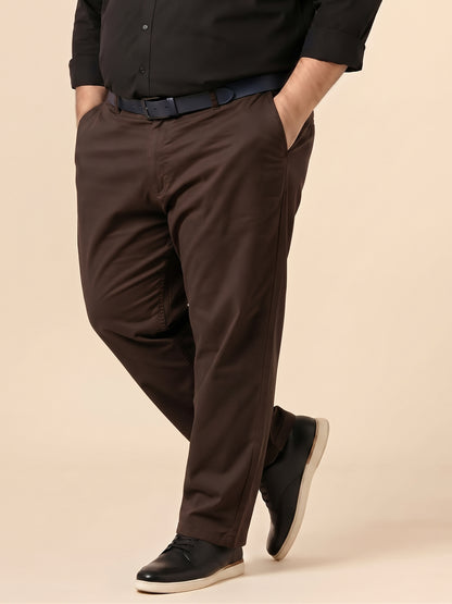Dark Brown Premium Strechable Loose-Fit Cotton Pant