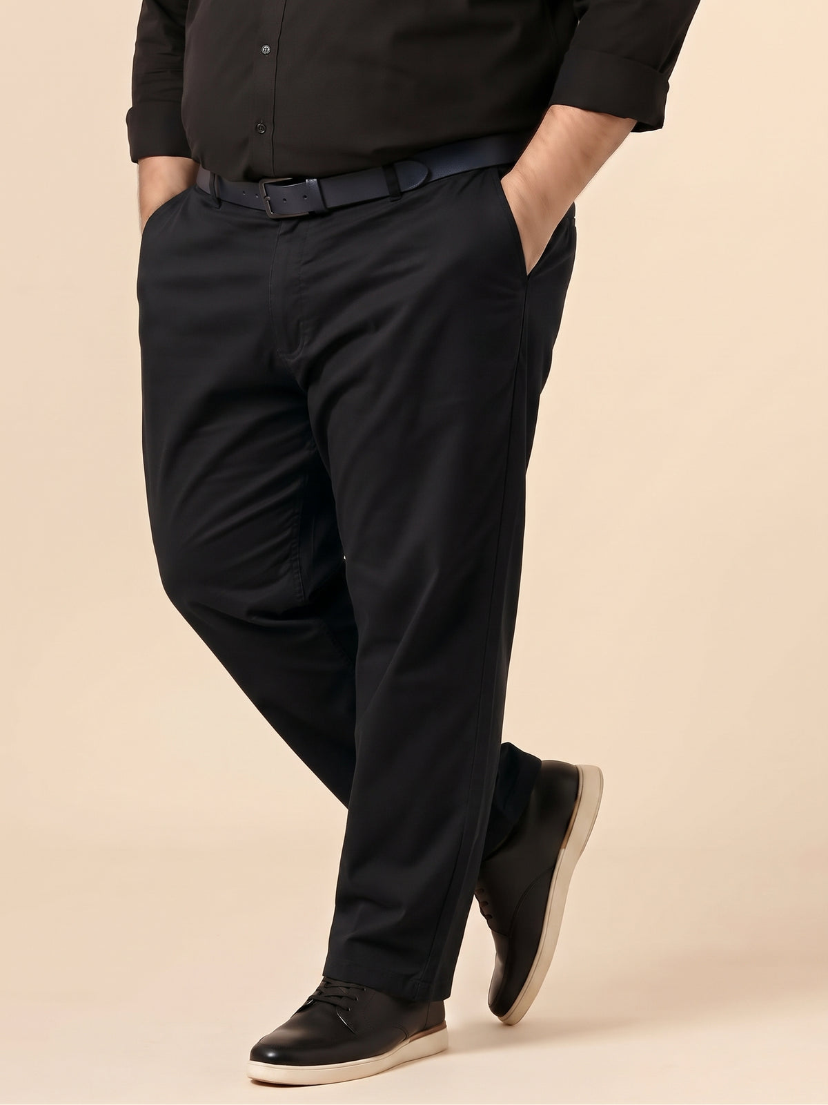 Jet Black Premium Strechable Loose-Fit Cotton Pant
