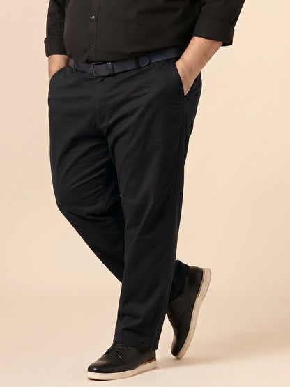 Jet Black Premium Strechable Loose-Fit Cotton Pant