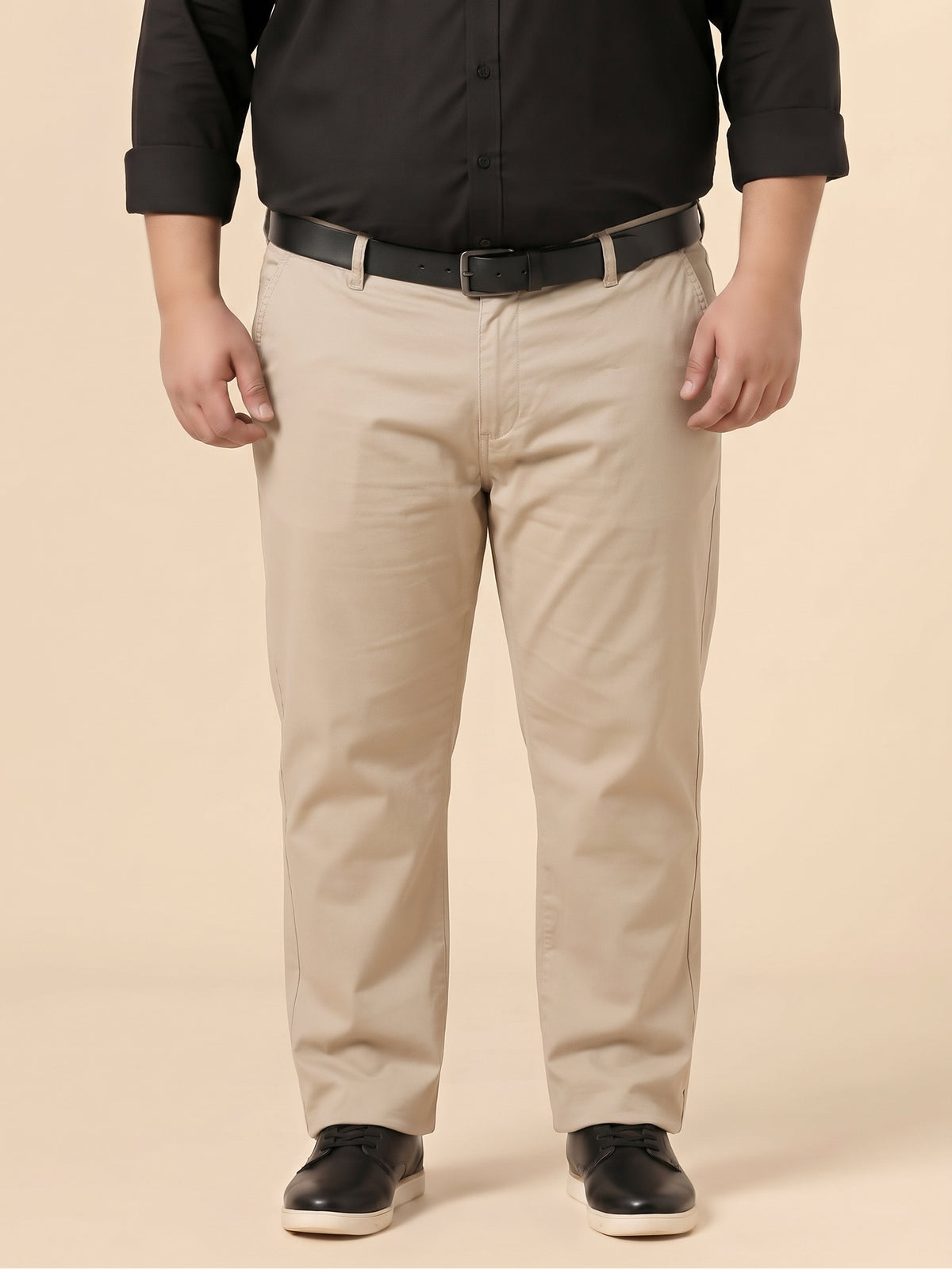 Cream Premium Strechable Loose-Fit Cotton Pant