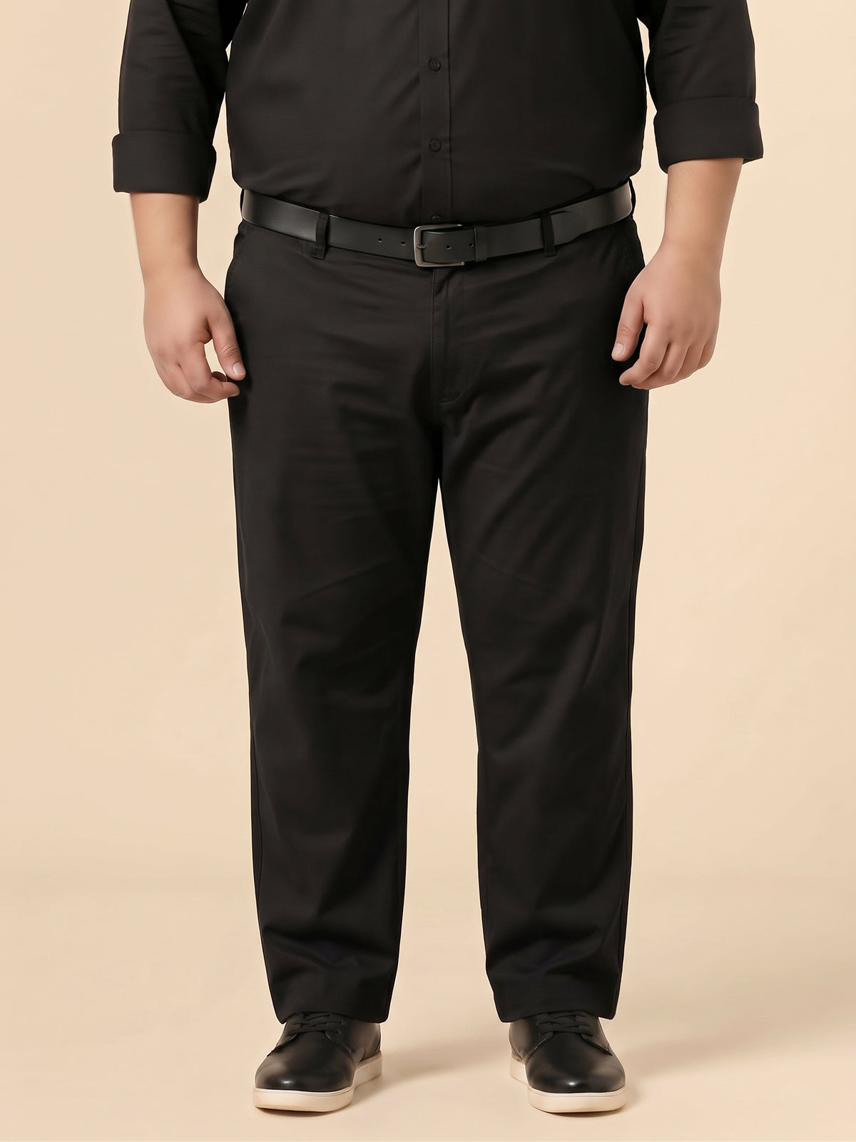 Jet Black Premium Strechable Loose-Fit Cotton Pant