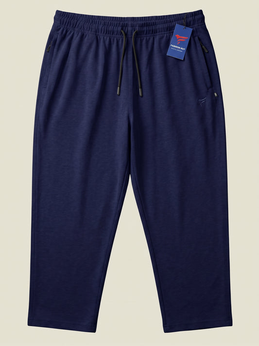 Navy Cotton Terry Baggy Trousers — Loose Fit