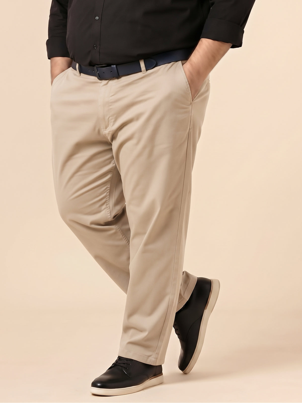 Cream Premium Strechable Loose-Fit Cotton Pant
