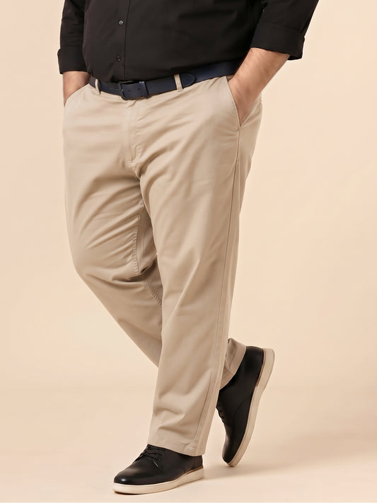 Cream Premium Strechable Loose-Fit Cotton Pant