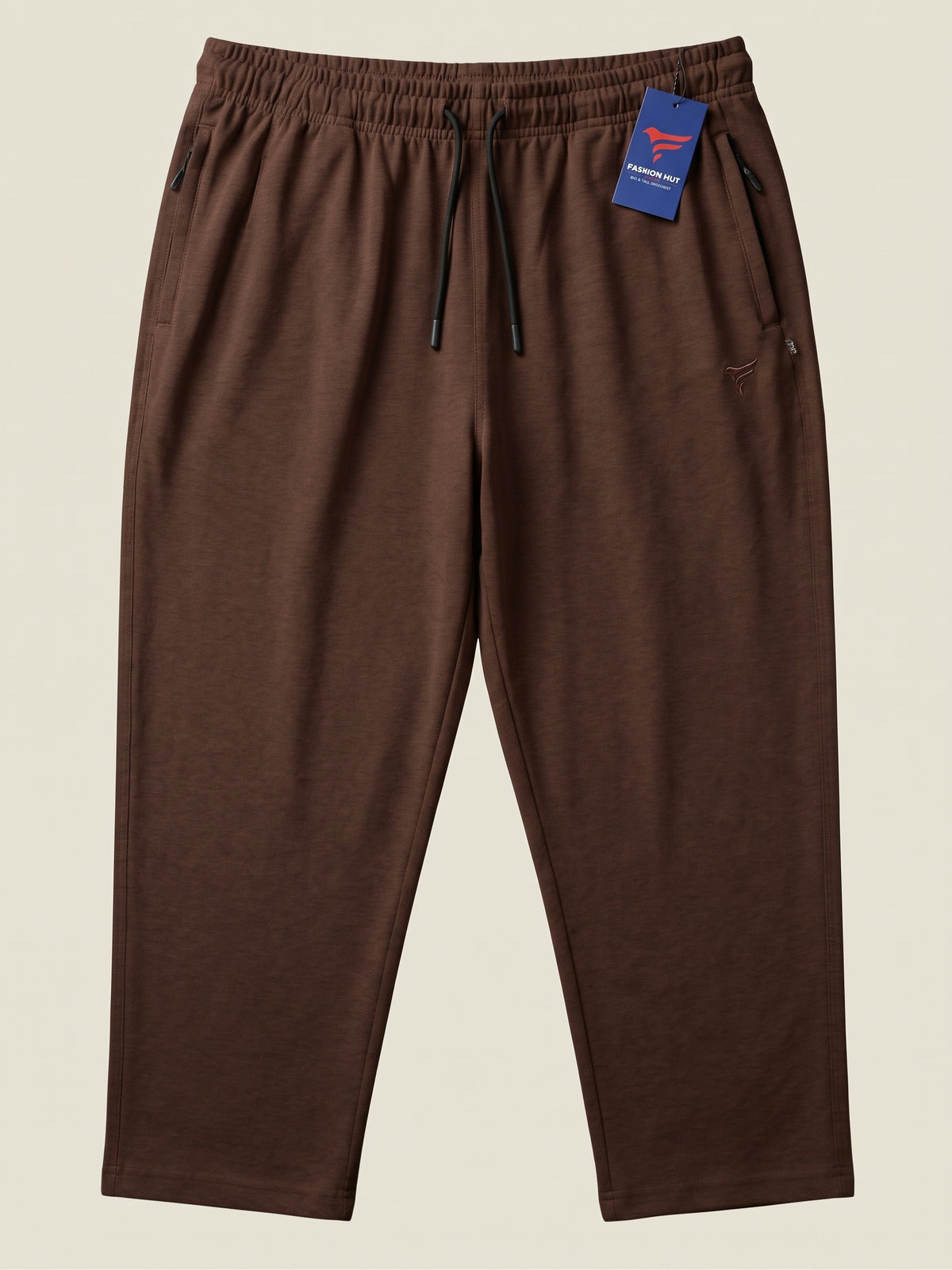 Brown Cotton Terry Baggy Trousers — Loose Fit