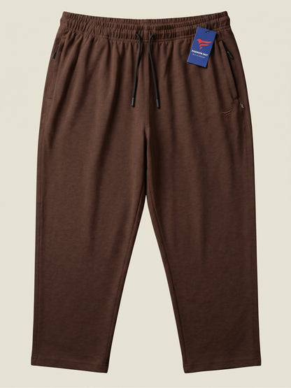 Brown Cotton Terry Baggy Trousers — Loose Fit