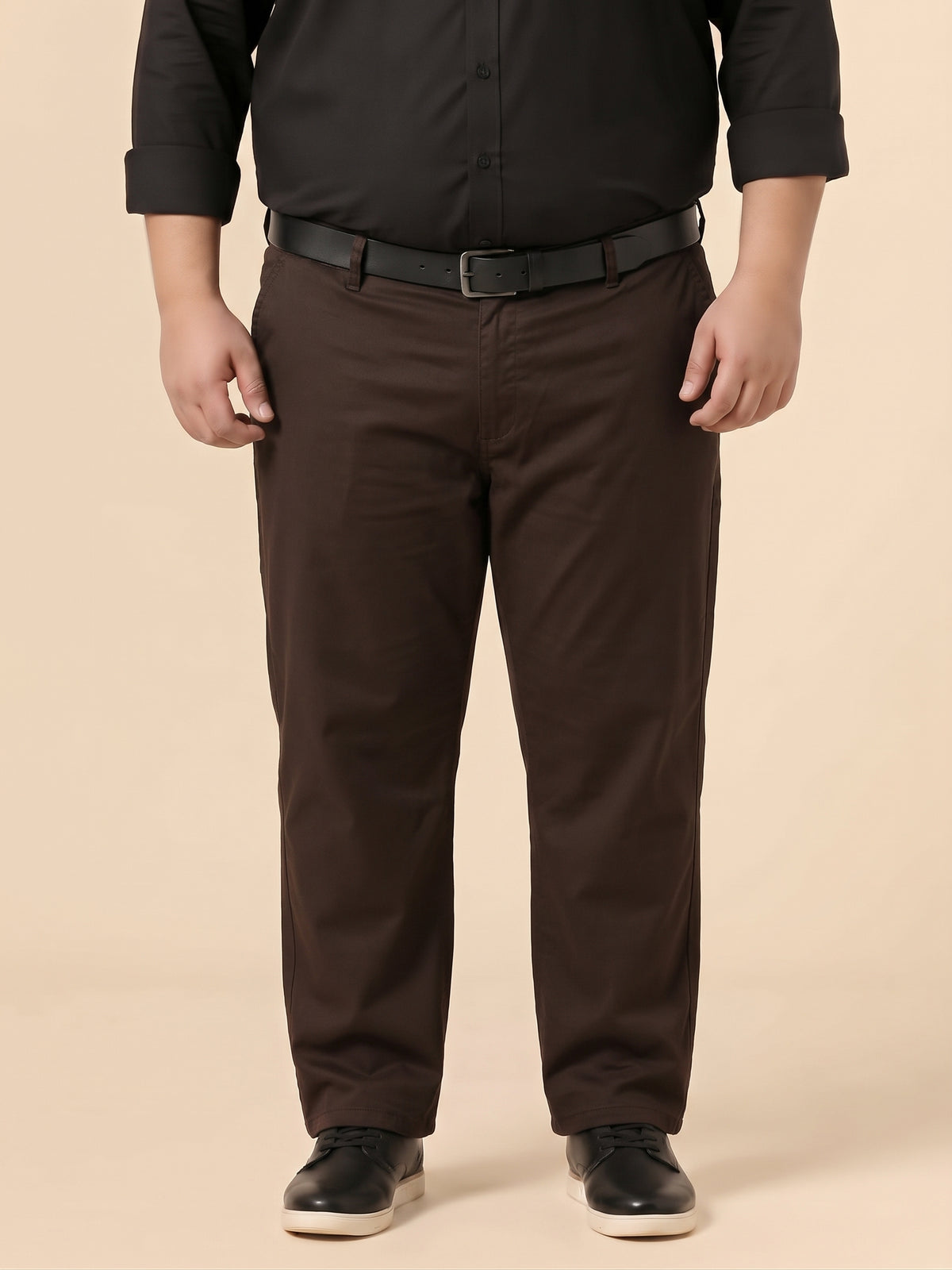 Dark Brown Premium Strechable Loose-Fit Cotton Pant