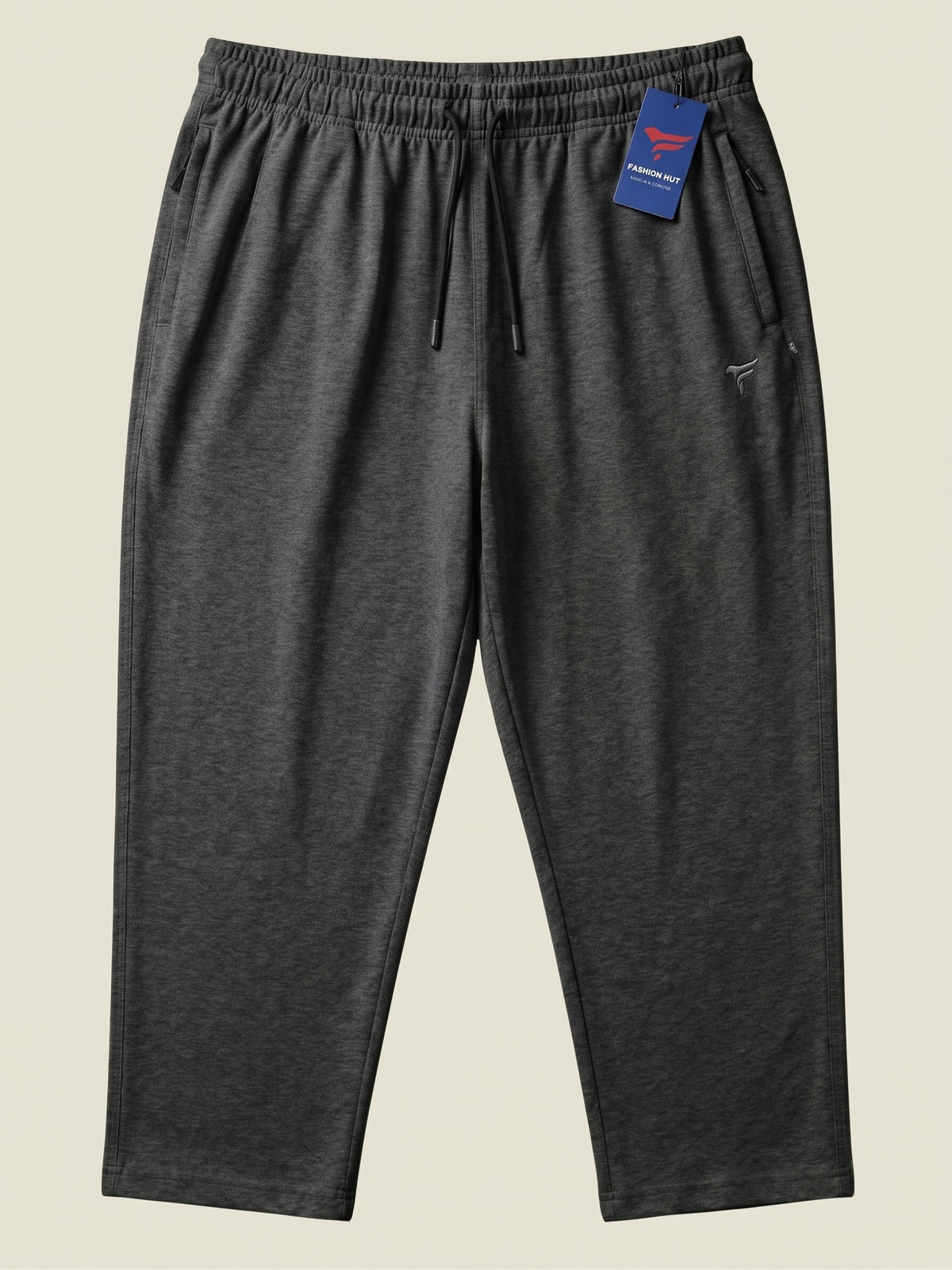 Charcoal Cotton Terry Baggy Trousers — Loose Fit