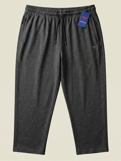 Charcoal Cotton Terry Baggy Trousers — Loose Fit