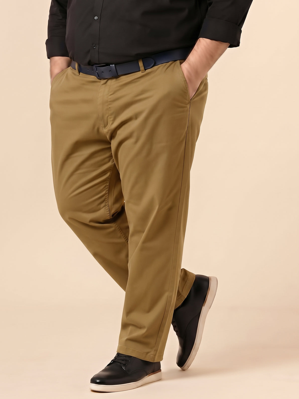 Khaki Premium Strechable Loose-Fit Cotton Pant