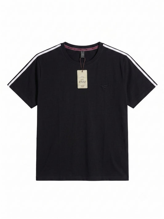 Black Stripes Fresh Cotton Jersey Round Neck | Summer Edition