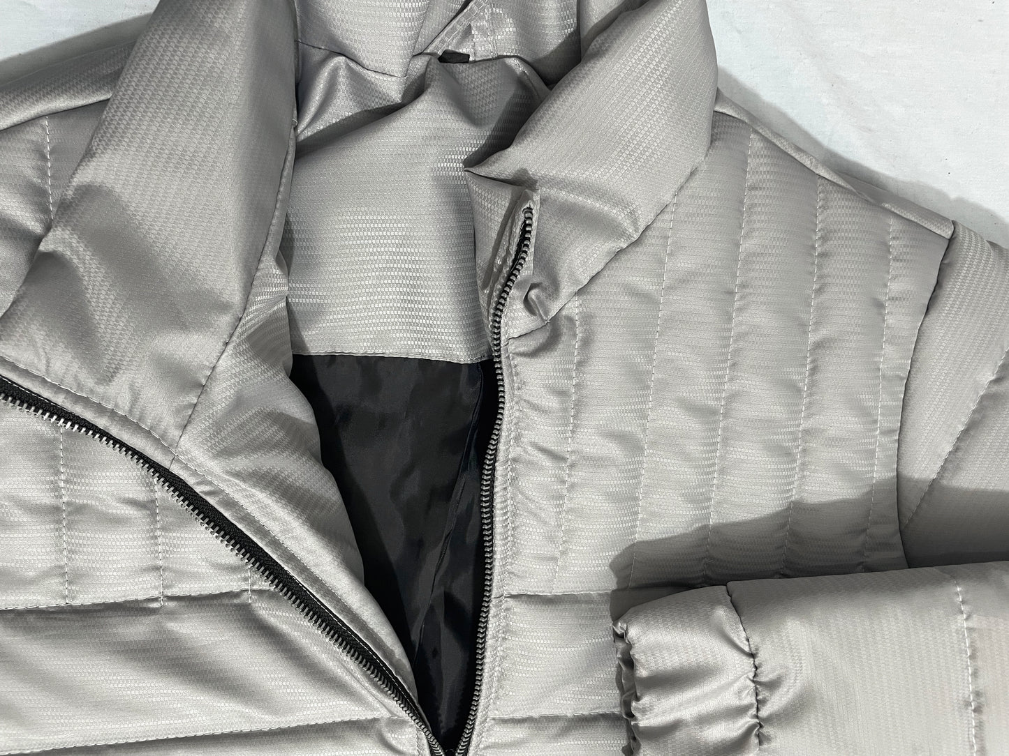 Full Sleeve Grey Parachute Puffer Jacket
