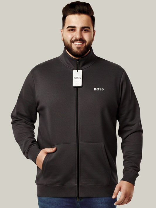 Charcoal grey full Mock Zipper