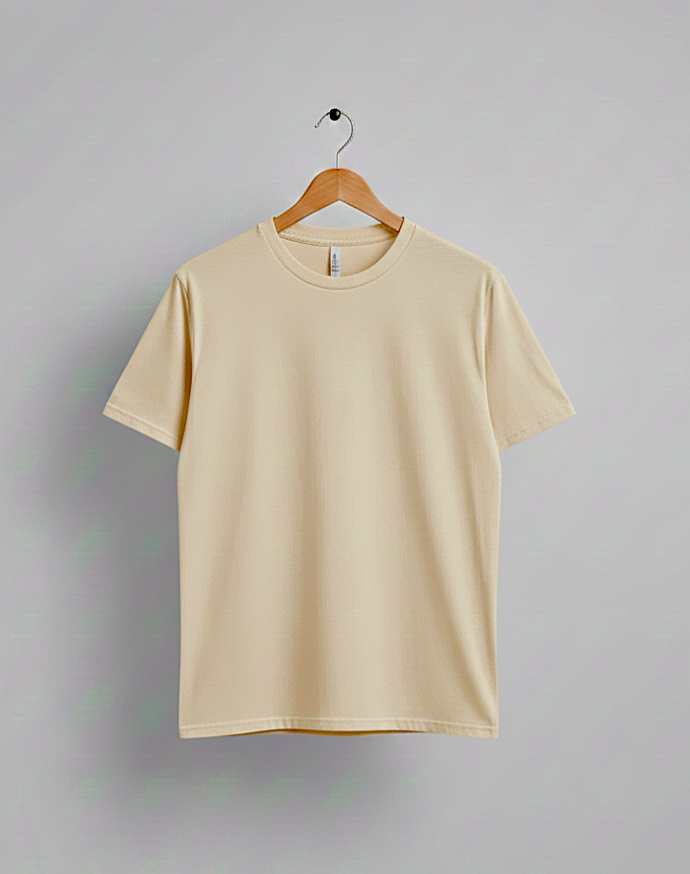 Beige Soft Jersey Round Neck T-shirt