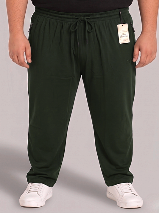Bottle Green Plain Cotton Jersey Trousers | Summer Edition