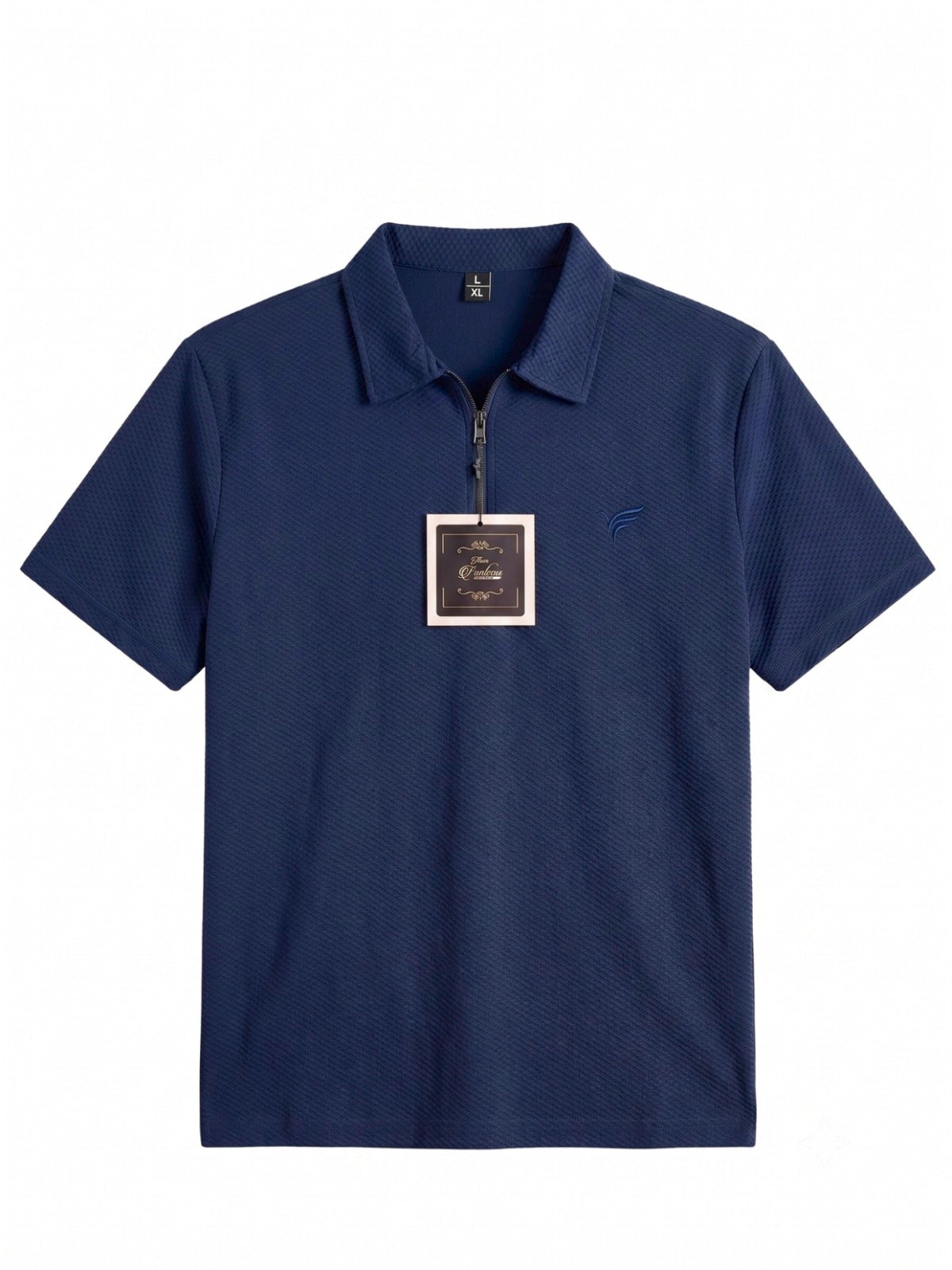 Navy Blue Pk Lycra Half Zipper Polo| Summer Fit