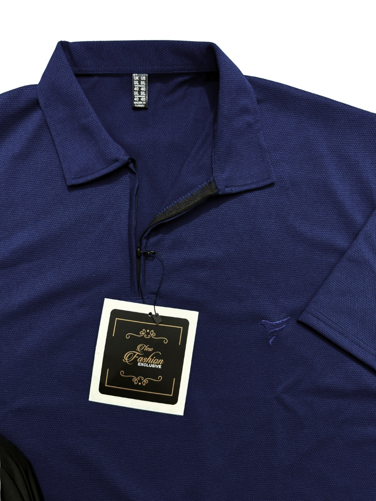 Navy Blue Pk Lycra Half Zipper Polo| Summer Fit