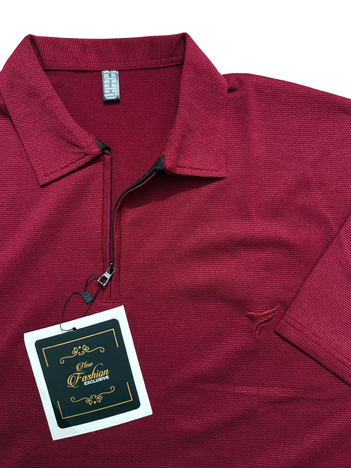 Maroon Pk Lycra Half Zipper Polo | Summer Fit
