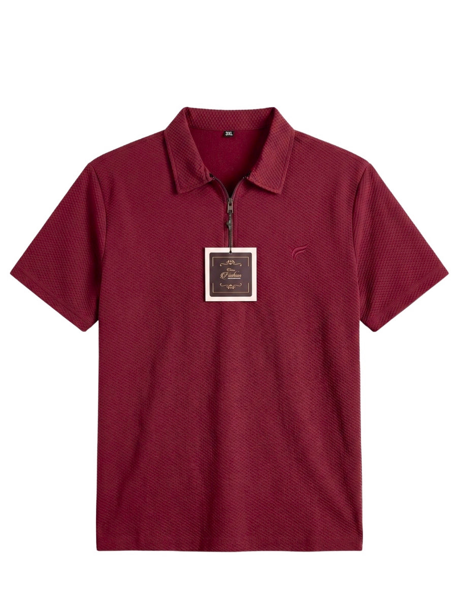 Maroon Pk Lycra Half Zipper Polo | Summer Fit